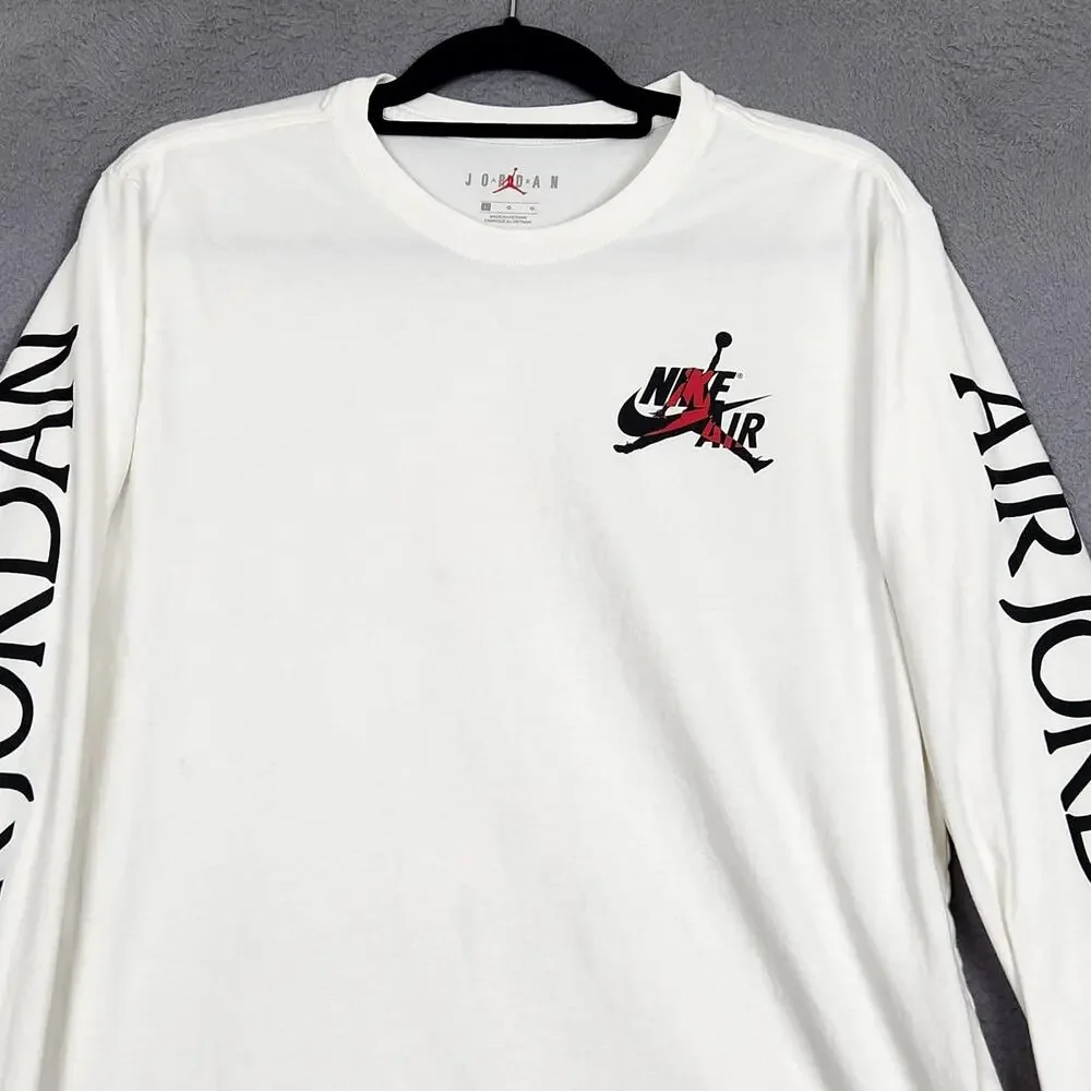 Jordan Shirt Mens Large White Long Sleeve Nike Air Jumpman Classics AT8897-100
